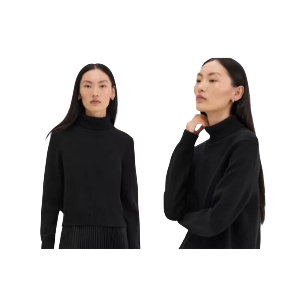 Theory.  Women’s Black Knit Turtleneck Long Sleeves Pullover Sweater Large